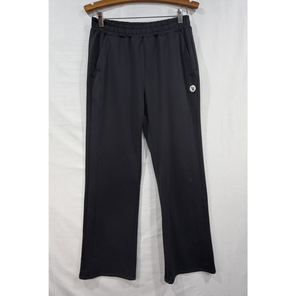 Vuori Courtside Track Pants Womens Medium Black Wide Leg Elastic Waist Pockets - Picture 2 of 7